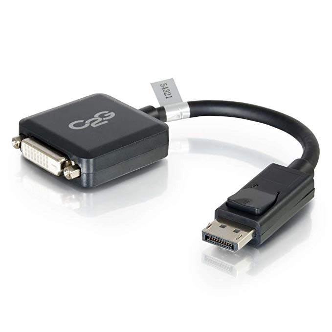 C2G/Cables to Go 54321 DisplayPort Male to Single Link DVI-D Female Adapter Converter, TAA Compliant, Black (8 Inches)