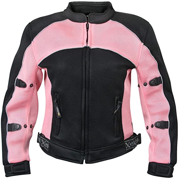 Xelement CF508 Women's Black and Pink Mesh Jacket with Advanced Level-3 Armor