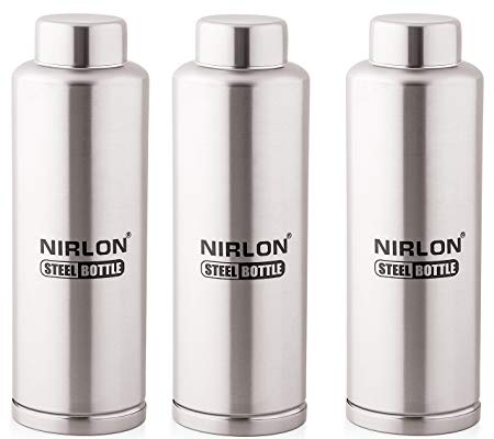 Nirlon Stainless Steel Bottle Set, Set of 3, Silver (F_BOTTLE_3_650ML)