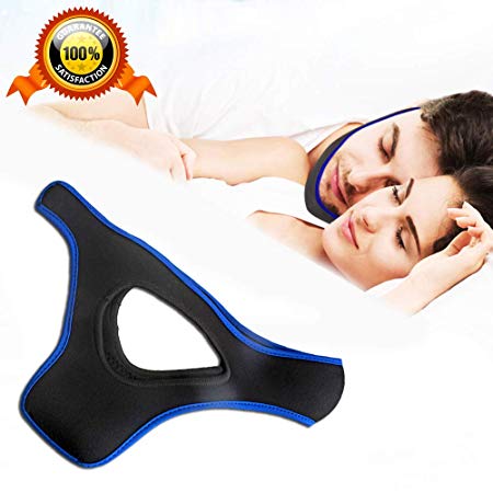 Anti Snore Chin Strap To Help Good Sleep - Advanced Snoring Solution Scientifically Designed - Adjustable Snore Reduction Straps for Men Women (Blue-Triangle)