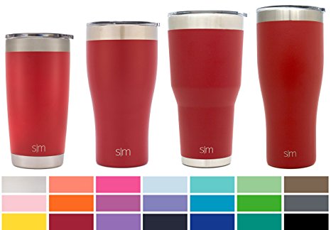 Simple Modern 32oz Slim Cruiser Tumbler - Vacuum Insulated Travel Mug Metal Vessel - 32 ounces Double Wall Red 18/8 Stainless Steel - Cherry