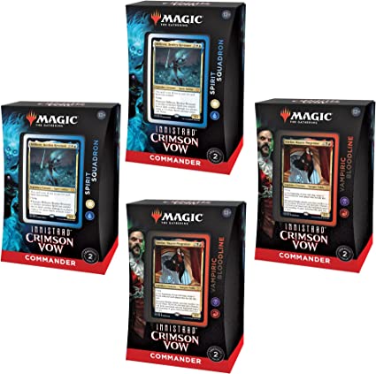 Bundle of 4 Magic: The Gathering Innistrad: Crimson Vow Commander Decks | 2 Vampiric Bloodline   2 Spirit Squadron