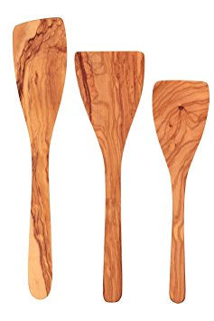 Scanwood Olive Wood Utensil (Spatula Turner 3 piece set 10" 11" 12")