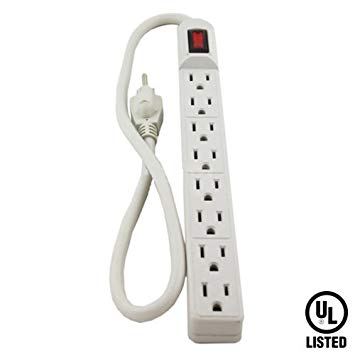 Wideskall 2 Feet 8 Outlet UL Certified Surge Protector Power Strip (Ivory)