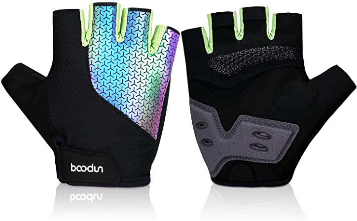 Tanluhu Reflective Biking Gloves Mountain Bike Gloves Half Finger Road Racing Riding Gloves Absorbing Padded Breathable Cycling Gloves for Men and Women