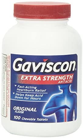 Gaviscon Extra Strength Chewable Antacid Tablets, Original Flavor, 100-Count Bottles