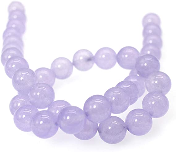 Chalcedony Beads Natural Stone Beads Round Smooth Beads Loose Beads for Jewelry Making DIY Handmade 15" 1 Strand per Bag(8mm, 17 Light Purple)