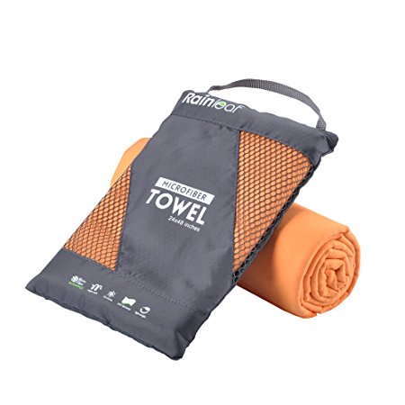 Microfiber Towel by Rainleaf. Perfect Sports & Travel &Beach Towel. Fast Drying - Super Absorbent - Ultra Compact. Suitable for Camping, Gym, Beach, Swimming, Backpacking.