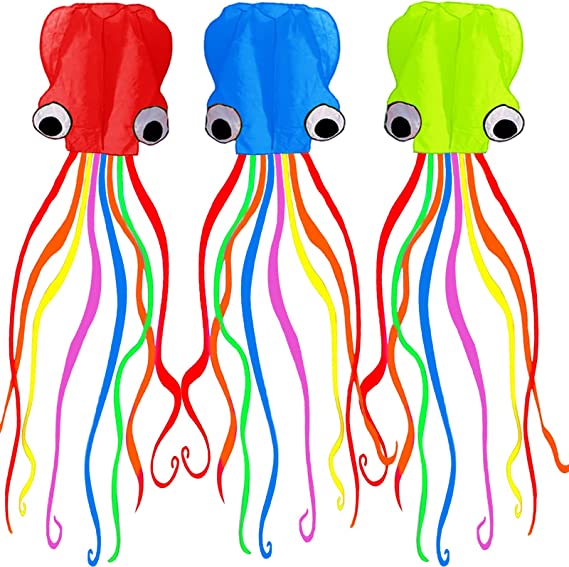 Motiloo Software Octopus Flyer Kite,Kite-Pack 3 Spotty Colors Easy to Fly,Best Kite for Beginner and Kids & Adults