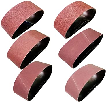 3x18 Sanding Belts,Aluminum Oxide Belt Sandpaper Assortment for Belt Sander, 2 Each of 40 80 120 150 240 400 Grits,12 Pack