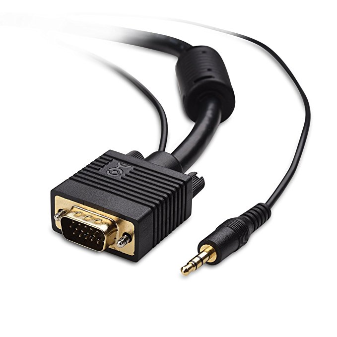 Cable Matters SVGA/VGA Cable with Audio (VGA/SVGA Monitor Cable with 3.5mm Stereo Audio) 25 Feet - Available 6FT - 35FT in Length