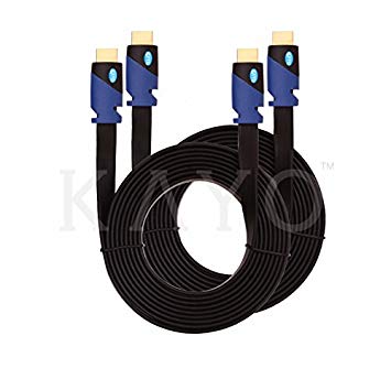 FLAT HDMI Cable - 10 FT (2-Pack) High Speed HDMI Cable (4.5m) Flat Wire - CL3 Rated, Supports, 4K, Full HD, 3D, 2160p, 1080p, Ethernet and Audio Return (Latest Standard) HDCP 2.2 Compliant (10FT -2PK)