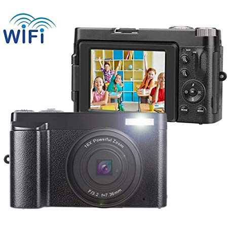 Vlogging Camcorder Camera 24MP Ultra HD WiFi Digital Camera 3.0 Inch 180 Degree Rotation Flip Screen 16X Digital Zoom Video Camera