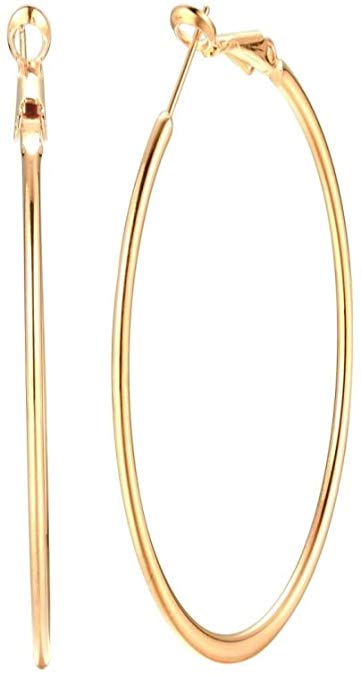 Dainty 70mm 14K Yellow Gold Silver Big Large Hoop Earrings For Women Girls Sensitive Ears Fashion Basketball Huggie Stainless Steel Hypoallergenic Hoops 3 Inch