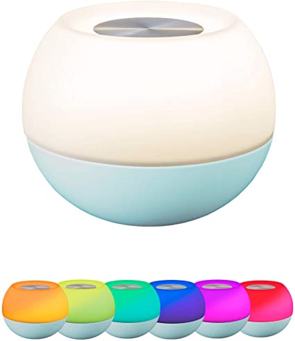 Enbrighten Color-Changing LED Lamp, Modern Night Light, Dimmable White & Vibrant RGB, Touch Sensor On/Off, Compact, Ideal for Bedside, Office, Dorm, Kids Room, Teal, 49109