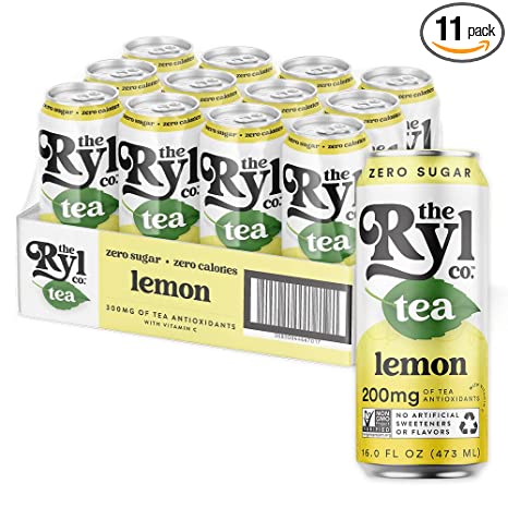 Ryl Iced Tea Beverages, Lemon Tea, 16 Ounce (Pack of 12), Sugar Free, Keto Diet Iced Tea with Immunity Support Antioxidants and Immunity Boosting Polyphenols, Vegan Black Tea