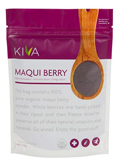 Kiva Organic Maqui Berry Powder - Non-GMO, Raw, Vegan, 4-Ounce Pouch