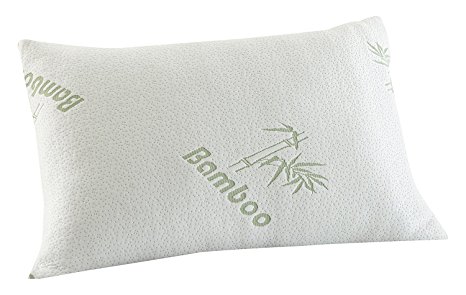 NEW Luxury Memory FOAM BAMBOO PILLOW ~ Head Neck Support ~ Anti-Allergy & Anti Bacterial ORTHOPEDIC PILLOW ~ ONE standard SIZE with Removable Cover (PACK OF 2)