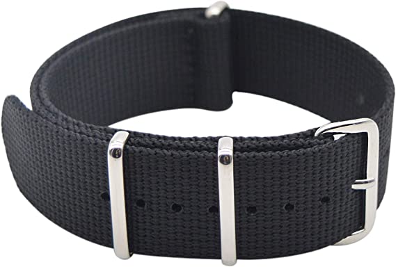 ArtStyle Watch Band with Thick Nylon Material Strap Polished Stainless Steel Buckle
