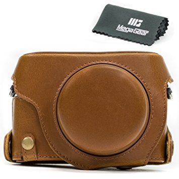 MegaGear "Ever Ready" Protective Leather Camera Case, Bag for Panasonic LUMIX LX100, DMC-LX100 Camera (Light Brown)