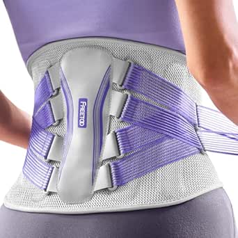 FREETOO Back Support Belt With Unmatched Knitted Breathable Mesh Lower Back Support For Women & Men With 5 Support Modules Ideal For Sciatica Pain Relief,Violets L Size