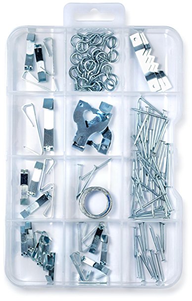 (120 Pieces) Picture Hanger Assortment Kit, Photo Picture Frame Mount Holder, Artwork Hanger, Clock, Paintings, Photos, Mirrors, Canvas, Paintings, Nails, Sawtooth Hangers. Hang Up To 30 Works Of Art.
