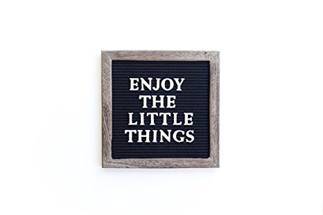 Vintage Felt Changeable Letter Board: 10 by 10 Inches Reclaimed Wood Frame with 290 Character ¾ Inch Helvetica White Letters, Numbers, Punctuation, Sawtooth Mounting Hook, Plus Free Custom Letter Bag