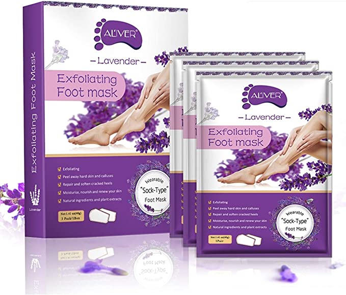 Foot Peel Mask Al'iver Exfoliation Spa Socks Callus(Lavender,Pack of 3)