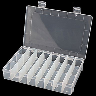 Adjustable 24 Compartment Slot Plastic Storage Box Jewelry Tool Container