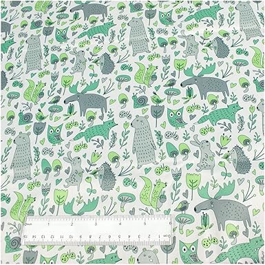 Polyurethane Laminate (PUL) Pre-Cut Fabric by The Meter. Waterproof and Breathable. Perfect for Cloth Diapers and Similar Projects. 2 Meter, Forest Critters Green