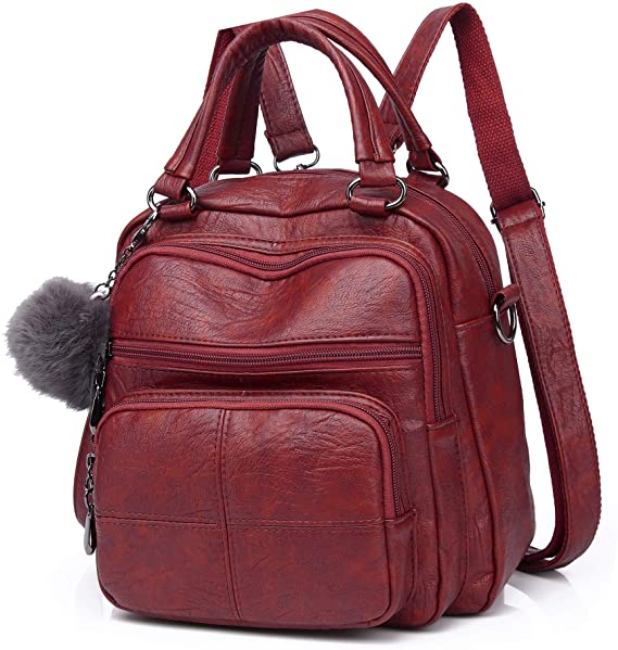 Girls Cute Leather Backpack Mini Convertible Backpack Purse for Women