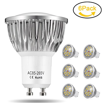 GU10 LED Bulbs, Jpodream 7W 18*5730 SMD LED Spot Lights Warm White 3000K, Super Bright (60W Halogen Bulbs Equivalent), 140° Beam Angle, AC 85-265V, Pack of 6 [Upgrade Version]