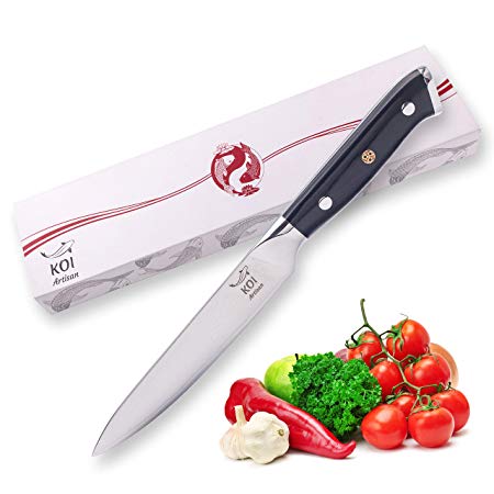 KOI ARTISAN Chef Utility Knife - 5 Inch Razor Sharp Blade - Professional Petty Knives - 67 Layers of Japanese Damascus VG10 Super Steel- Lifetime Warranty