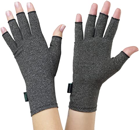 NatraCure Arthritis Gloves - Compression Gloves for Arthritis Pain Relief, Rheumatoid, Osteoarthritis, Carpal Tunnel, Raynauds, Hand and Joint Pain Symptoms - 1 Pair (Medium, Grey)