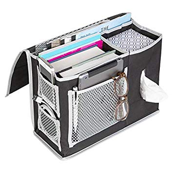 Bedside Organizer for Storage - 6 Pocket Bedside Caddy Storage – for Dorm Rooms, Home, and Hospitals - Organizers for Books, Phones, Tablets, Accessories, TV Remote and More
