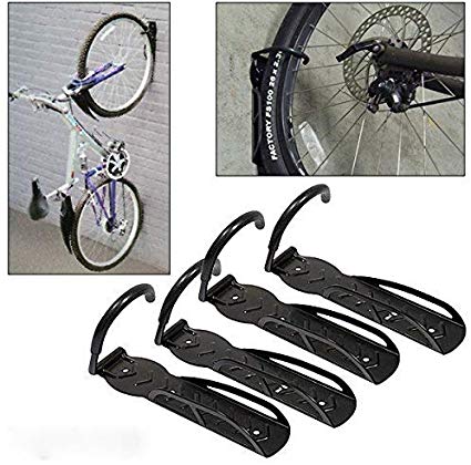ADEPTNA ® Set of 4 Heavy Duty Vertical Wall Mounted Bicycle Storage Hanging Hooks - Suitable For Indoor Or Outdoor Use