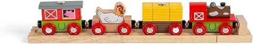 Bigjigs Rail Farmyard Train - Other Major Wooden Rail Brands are Compatible Multicoloured