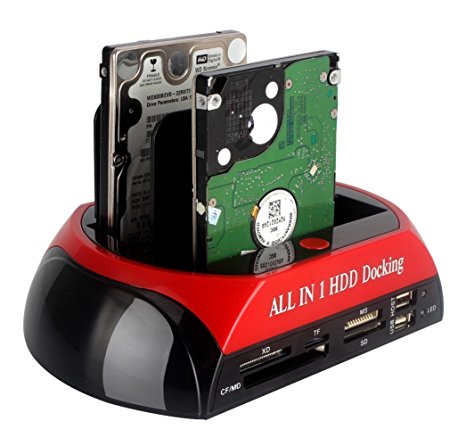 All In One HDD Docking, Kicpot 2.5"/3.5" IDE SATA HDD Docking Dock Station   One Touch Backup   Card Reader Hub (HDD Docking Station)