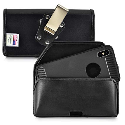 Turtleback Belt Case Designed for iPhone 11 Pro Max (2019) and iPhone Xs MAX (2018) Holster Black Leather Pouch with Heavy Duty Rotating Belt Clip, Horizontal Made in USA