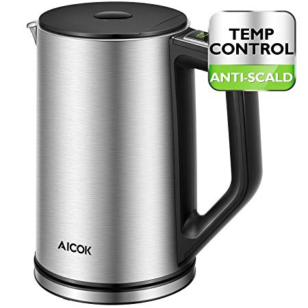 Aicok Electric Kettle Temperature Control, Double Wall Cool Touch Stainless Steel Kettle with LED Display from 35°- 100℃ |BPA-Free| Quick Boil |Keep Warm| Strix Control | (1.5 L, 2200 W)