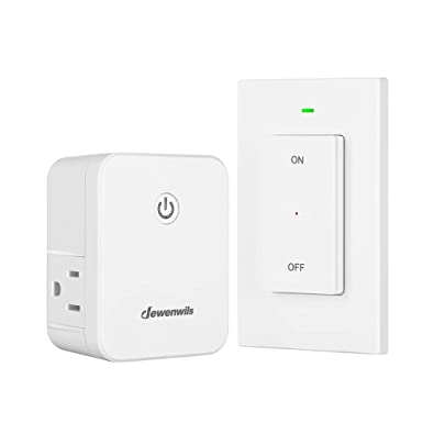 DEWENWILS Remote Control Outlet, Wireless Light Switch with 2 Side Outlets, No Interference Remote Outlet Switch, No Wiring, 15A/1875W, 100 FT Range, Compact Design, Programmable