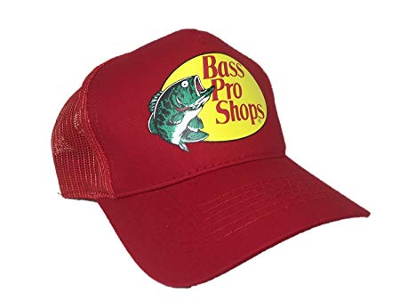 Authentic Bass Pro Mesh Fishing Hat Adjustable, One Size Fits Most (Red)