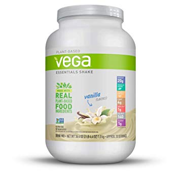 Vega Essentials Shake Vanilla(30 Servings, 36.4 oz) - Plant Based Vegan Protein Powder, Non Dairy, Keto-Friendly, Gluten Free,  Smooth and Creamy, Non GMO