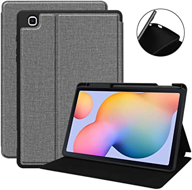 KuRoKo Galaxy Tab S6 lite 10.4 Sleep Case with Pen Holder- Ultra Slim TPU Backshell Folio Stand Cover with Multi-Viewing Angles for Galaxy Tab S6 lite 10.4 SM-P610/P615 (Grey)