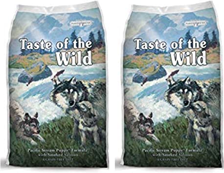Taste of the Wild 2 Pack Pacific Stream Puppy Dry Dog food. (2) - 5 lb. Bags with Smoked Salmon. Grain Free Dog Food, 10 Lbs. Total