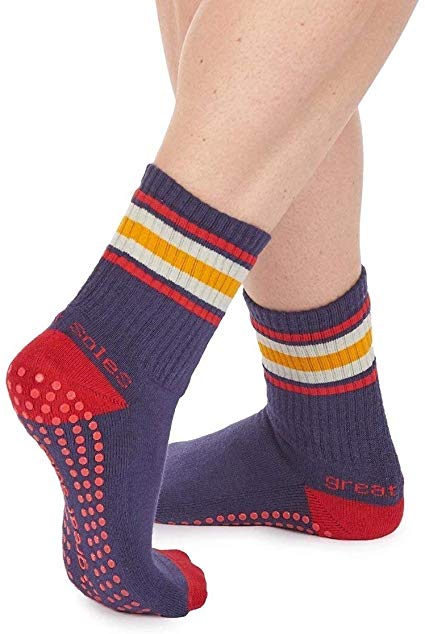 Great Soles Grippy Crew Sock - Non Skid Sticky Grip Socks for Yoga, Pilates, Barre, Working Out, and Everyday