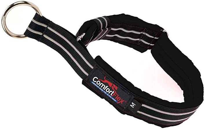 ComfortFlex American Made Fully Padded Nylon Adjustable Martingale Type Flat Reflective Limited Slip Dog Collar for Active Dogs