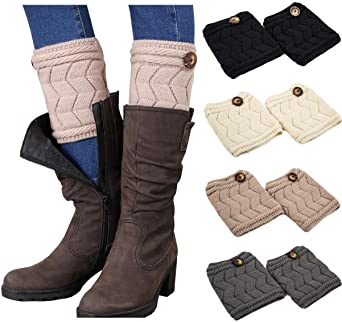 FAYBOX Short Women Crochet Boot Cuffs Winter Cable Knit Leg Warmers