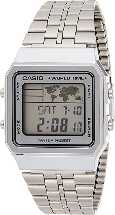 Casio - A500WA-7D - Vintage Unisex Watch - Digital Quartz - LCD Dial - Grey Steel Strap