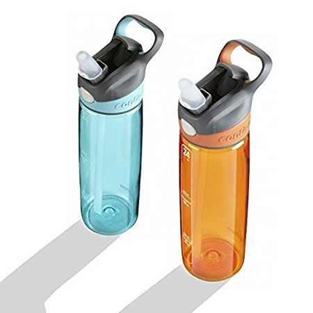 Contigo 24-Ounce Addison Water Bottle, Orange/Blue, 2-Pack